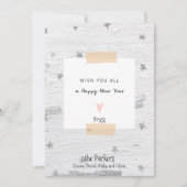 Silver Star White Wood | Minimalistisch nieuwjaar Feestdagenkaart (Voorkant)