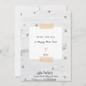 Silver Star White Wood | Minimalistisch nieuwjaar Feestdagenkaart (Voorkant)