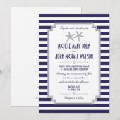 Silver Starfish Couple Nautical Wedding Invitation Kaart (Voorkant / Achterkant)