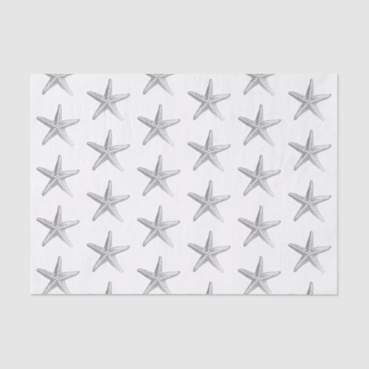Silver Starfish Kastal Beach Theme Weefselpapier Tissuepapier (Voorkant)