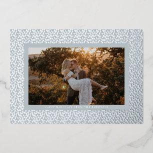 Silver Stars Blue Boho Foto Folie Feestdagenkaart