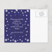 Silver Stars Blue bruiloft uitnodiging Briefkaarte (Achterkant)