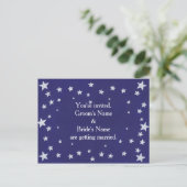 Silver Stars Blue bruiloft uitnodiging Briefkaarte (Staand voorkant)