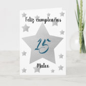 Silver Stars Boy Spaanse verjaardag Kaart (Voorkant)