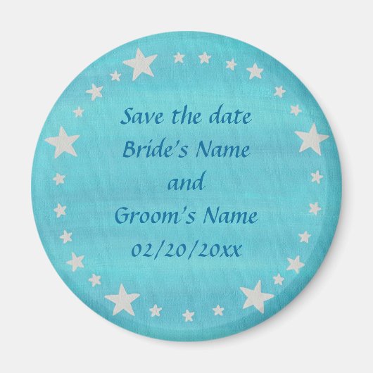 Silver Stars Circle op blauw, Bewaar de datummagne Magneet (Voorkant)