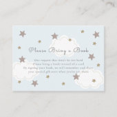 Silver Stars & Clouds Baby Blue Neem een boek mee Informatiekaartje (Voorkant)