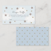 Silver Stars & Clouds Blue Diaper Raffle Ticket Informatiekaartje (Voorkant / Achterkant)