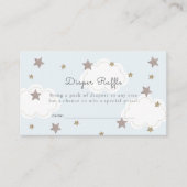 Silver Stars & Clouds Blue Diaper Raffle Ticket Informatiekaartje (Voorkant)