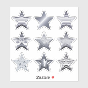 Silver Stars Faux Metallic Set van 9 Sticker