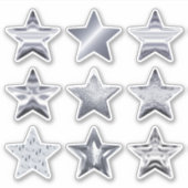 Silver Stars Faux Metallic Set van 9 Sticker (Voorkant)