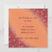 Silver Stars Flowers on Oranje Wedding Invitting Kaart (Achterkant)