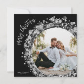 Silver Stars Foto Merry KerstBlack Feestdagenkaart (Voorkant)