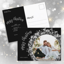 Silver Stars Foto Merry KerstBlack Feestdagenkaart