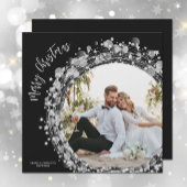 Silver Stars Foto Merry KerstBlack Feestdagenkaart