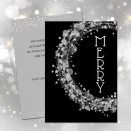 Silver Stars Kerstmis Folie Uitnodiging