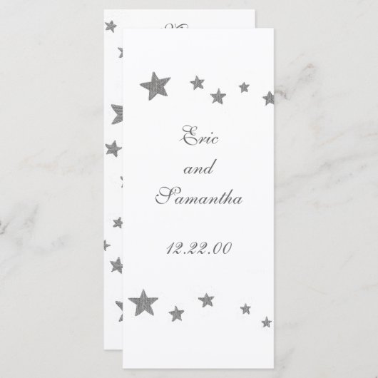 Silver Stars, menukaarten Menu (Voorkant / Achterkant)