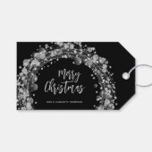 Silver Stars Merry KerstBlack Cadeaulabel (Voorkant (Horizontaal))