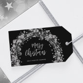 Silver Stars Merry KerstBlack Cadeaulabel