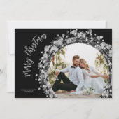 Silver Stars Merry Kerstfoto Feestdagenkaart (Voorkant)