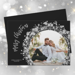 Silver Stars Merry Kerstfoto Feestdagenkaart