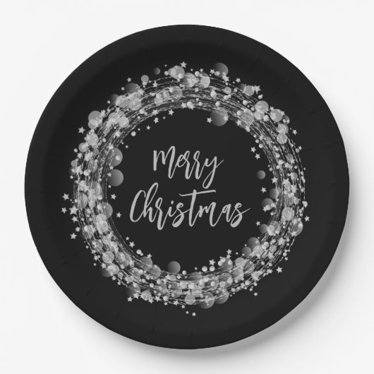 Silver Stars Merry Kerstmis Papieren Bordje (Voorkant)