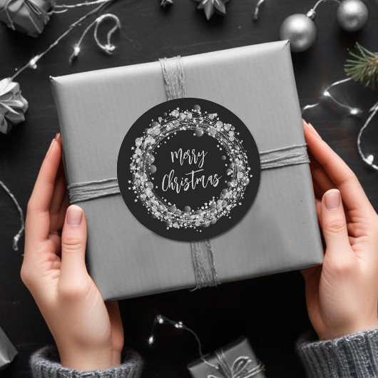 Silver Stars Merry Kerstmis Ronde Sticker