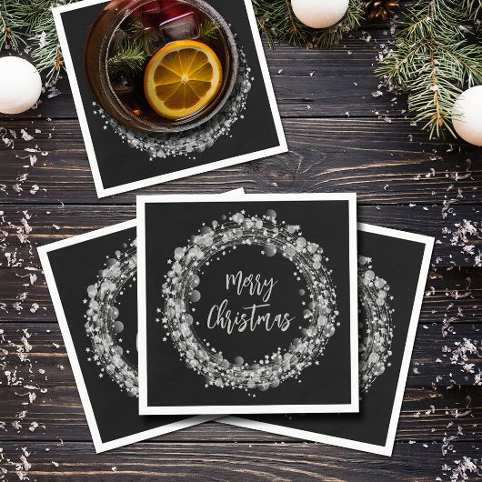 Silver Stars Merry Kerstmis Servet
