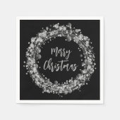 Silver Stars Merry Kerstmis Servet (Voorkant)