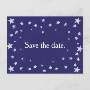 Silver Stars Navy Blue Save the date Briefkaart