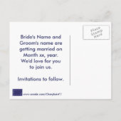 Silver Stars Navy Blue Save the date Briefkaart (Achterkant)