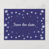 Silver Stars Navy Blue Save the date Briefkaart (Voorkant)