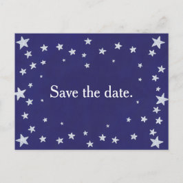 Silver Stars Navy Blue Save the date Briefkaart