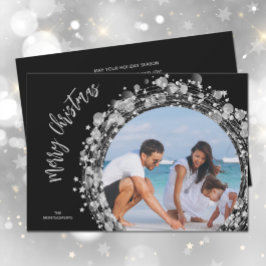 Silver Stars op Black Merry-kerstfoto Feestdagenkaart