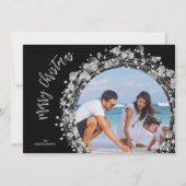 Silver Stars op Black Merry-kerstfoto Feestdagenkaart (Voorkant)