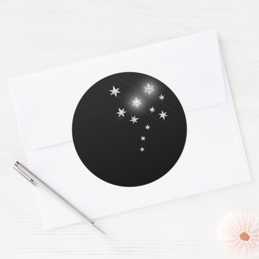 Silver Stars Ronde Sticker (Envelop)