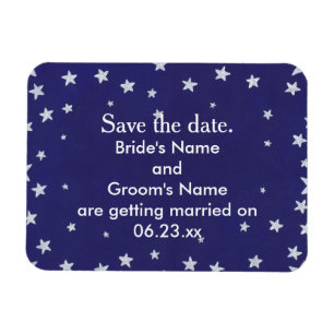 Silver Stars Royal Navy Blue Save the date Magnets Magneet