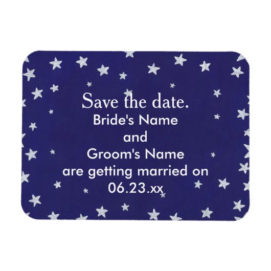 Silver Stars Royal Navy Blue Save the date Magnets Magneet (Horizontaal)