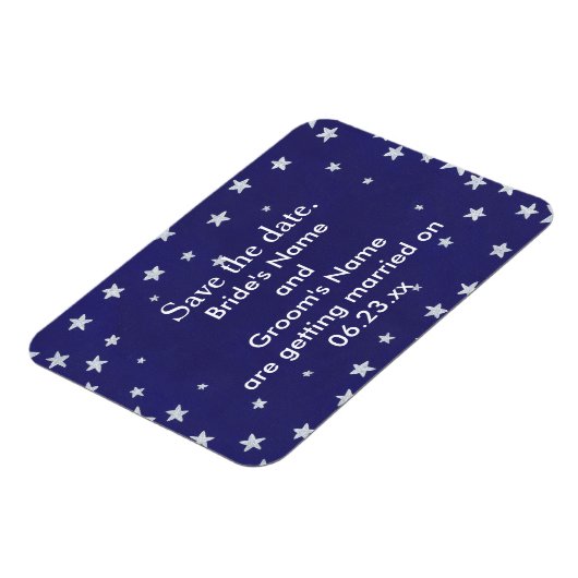 Silver Stars Royal Navy Blue Save the date Magnets Magneet (Linkerzijde)