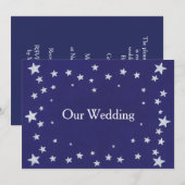 Silver Stars Royal Navy Blue Wedding Invitations Kaart (Voorkant / Achterkant)