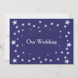Silver Stars Royal Navy Blue Wedding Invitations Kaart
