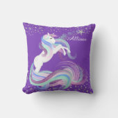 Silver Stars Sparkle Eenhoorn Kussen (Voorkant)