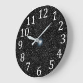 Silver Stars Speckles op Black White Numbers Clock Grote Klok (Hoek)