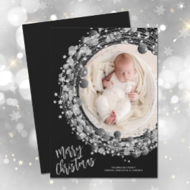 Silver Stars Wreath Merry-kerstfoto Feestdagenkaart