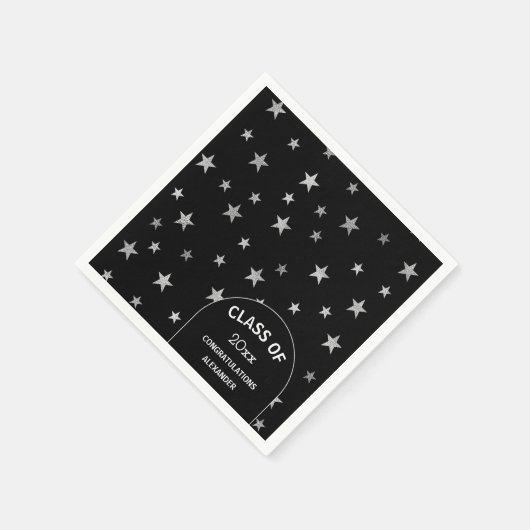  Silver Stars zwart afstudeerfeest Servet (Hoek)