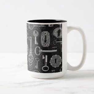 Silver Steampunk Keys en Key Holes Coffee Mok