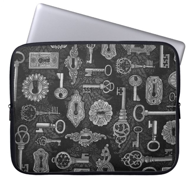 Silver Steampunk-toetsen en Key Holt-laptophoes Laptop Sleeve (Voorkant)