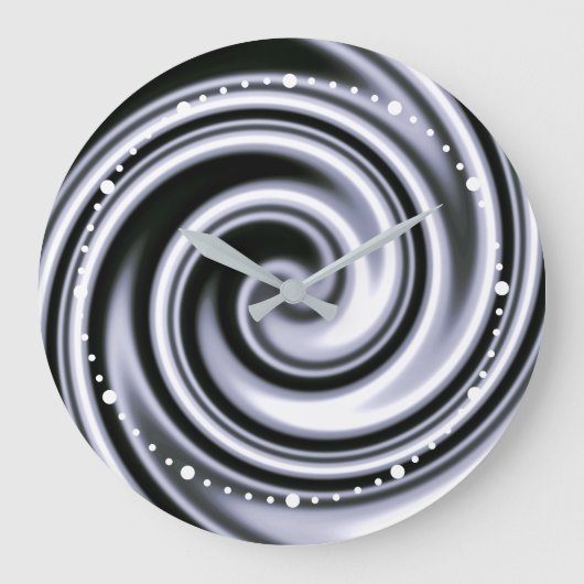 Silver Steel Blue Soft Focus Spiral Swirl Illusion Grote Klok (Voorkant)