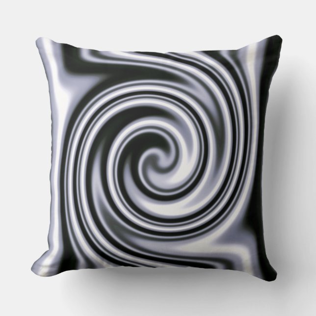 Silver Steel Blue Soft Focus Spiral Tribal Style Kussen (Voorkant)