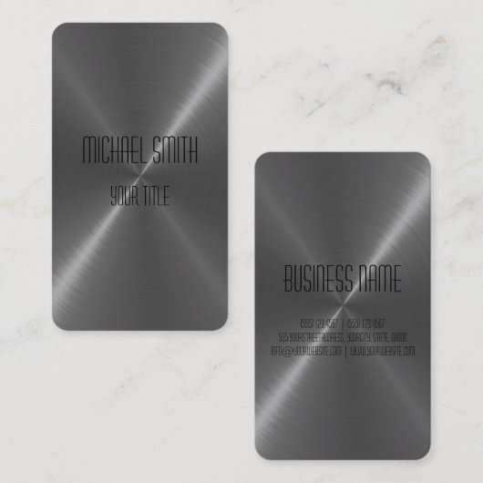 Silver Steel Metal Visitekaartje (Voorkant / Achterkant)