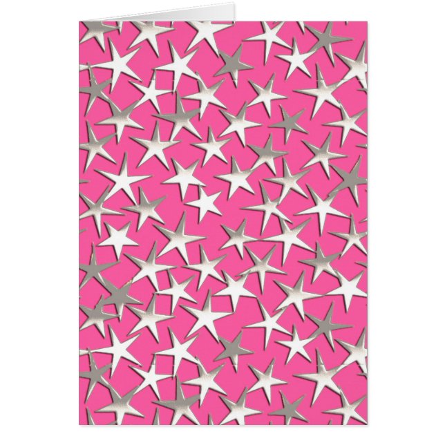 Silver sterren op fuchsia roze (Voorkant)
